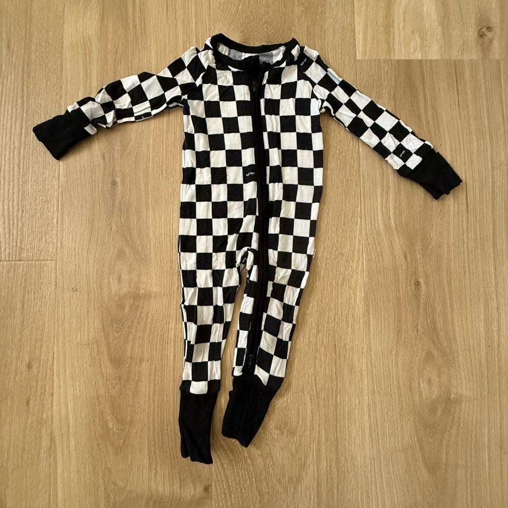 Little Sleepies Monochrome Checkered Onesie 0-3